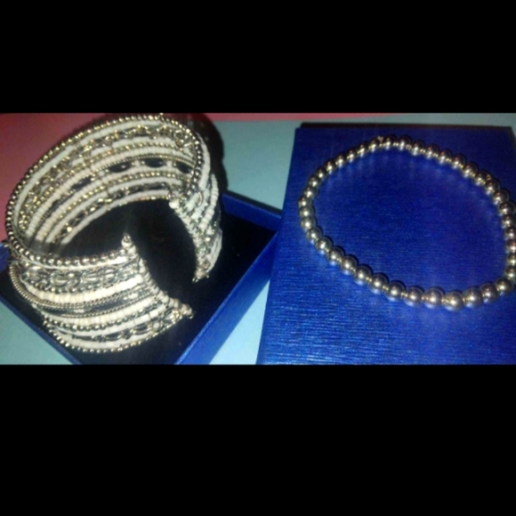 Silver Tone Beaded Bracelet Bundle - Picture 2 of 3